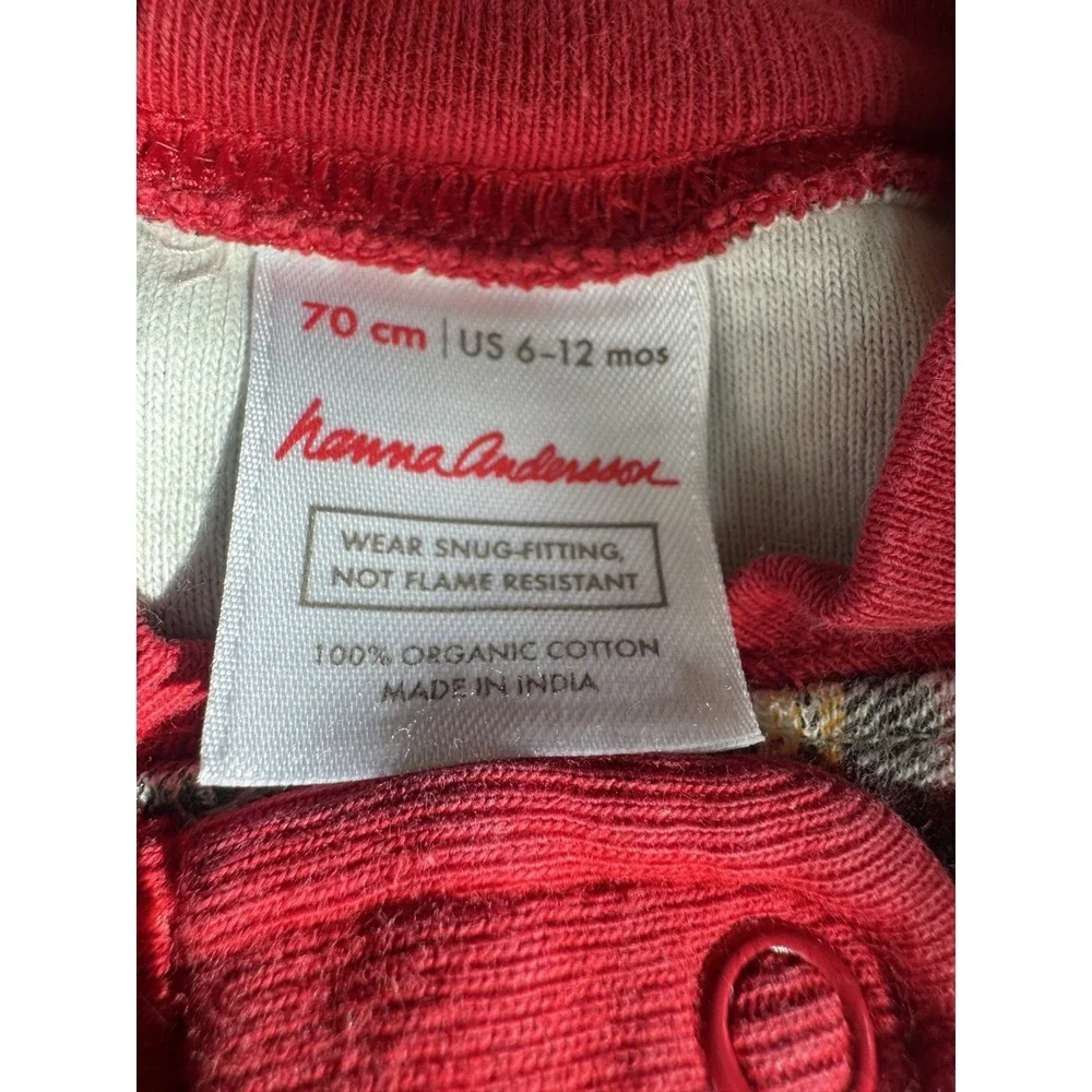 Hanna Andersson Red Plaid Holiday‎ Organic Cotton Zip-Up Sleeper Sz 6-12 Mos
